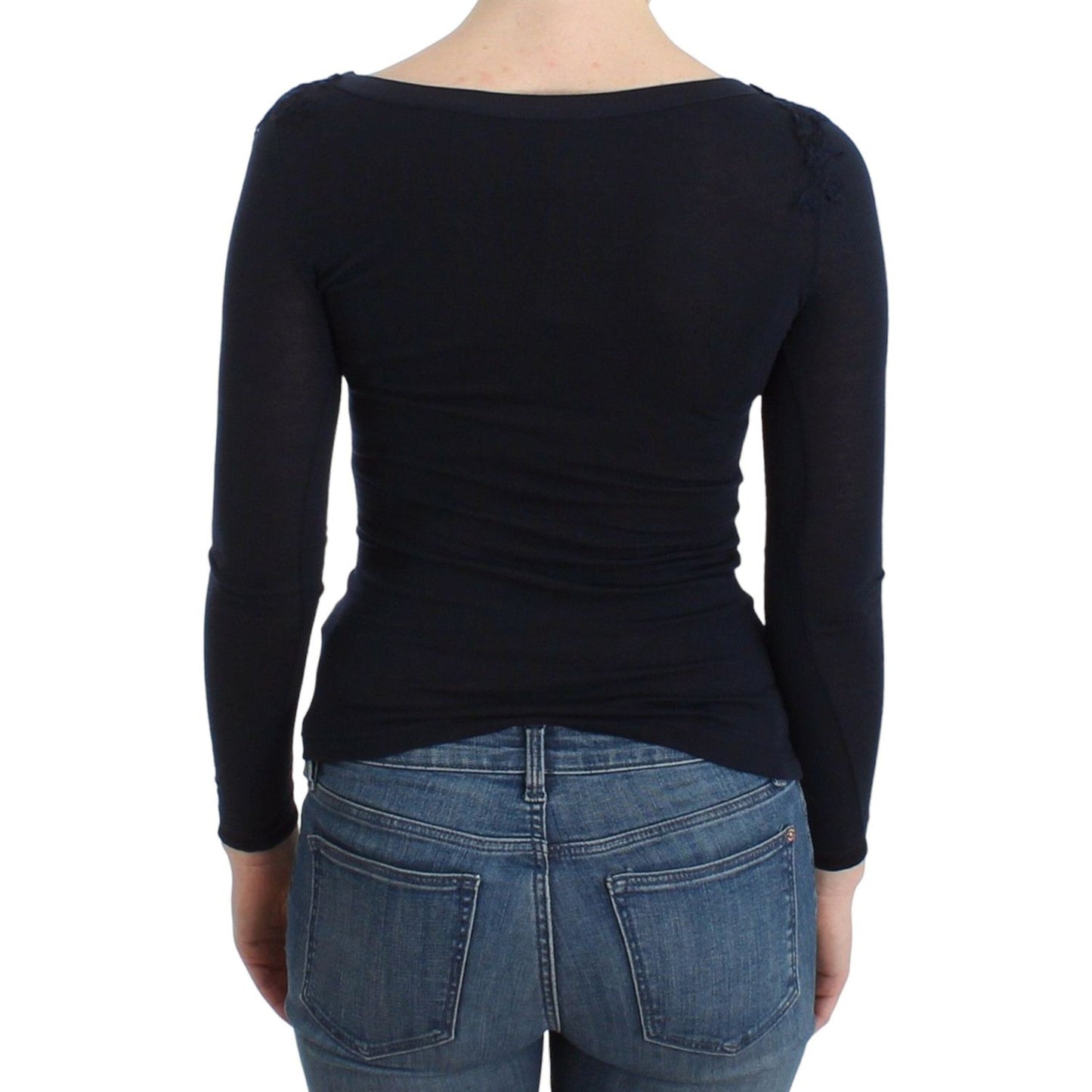 Ermanno Scervino Lingerie Blue Top Blouse Jumper Lace Rayon SIG12008-1