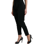 Dolce & Gabbana Black Wool High Waist Cropped Tapered Pants PAN74985-42