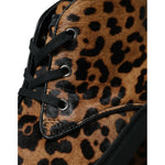 Dolce & Gabbana Brown Leopard Pony Hair Leather Sneakers Shoes MV5436-43.5