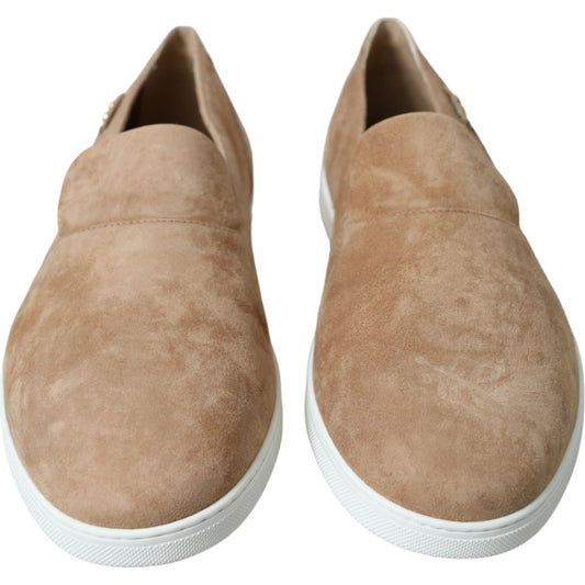 Dolce & Gabbana Beige Suede Caiman Men Loafers Slippers Shoes MV5418-39
