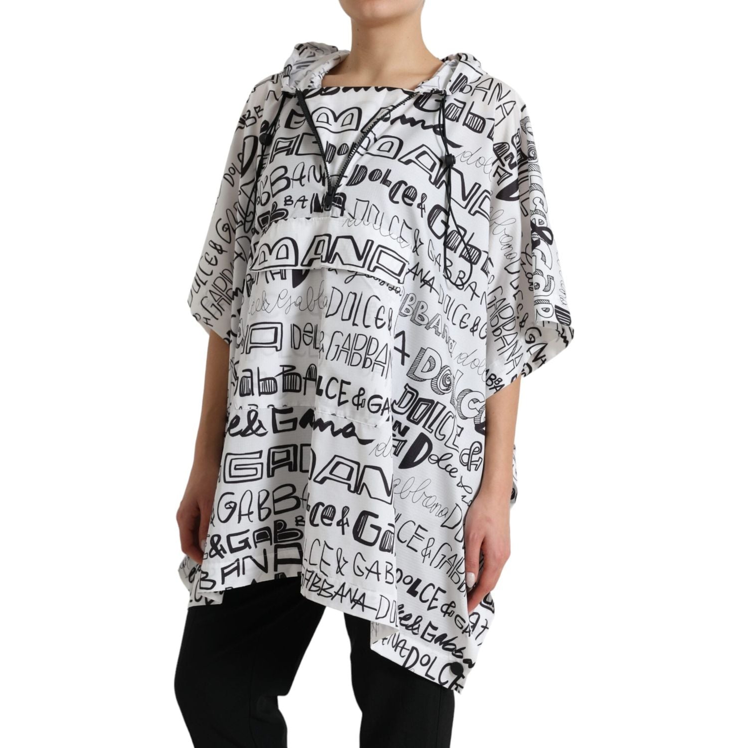 时尚连帽徽标印花宽松 T 恤