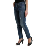 Dolce & Gabbana Blue BOYFRIEND Mid Waist Cotton Denim Jeans PAN75007-40