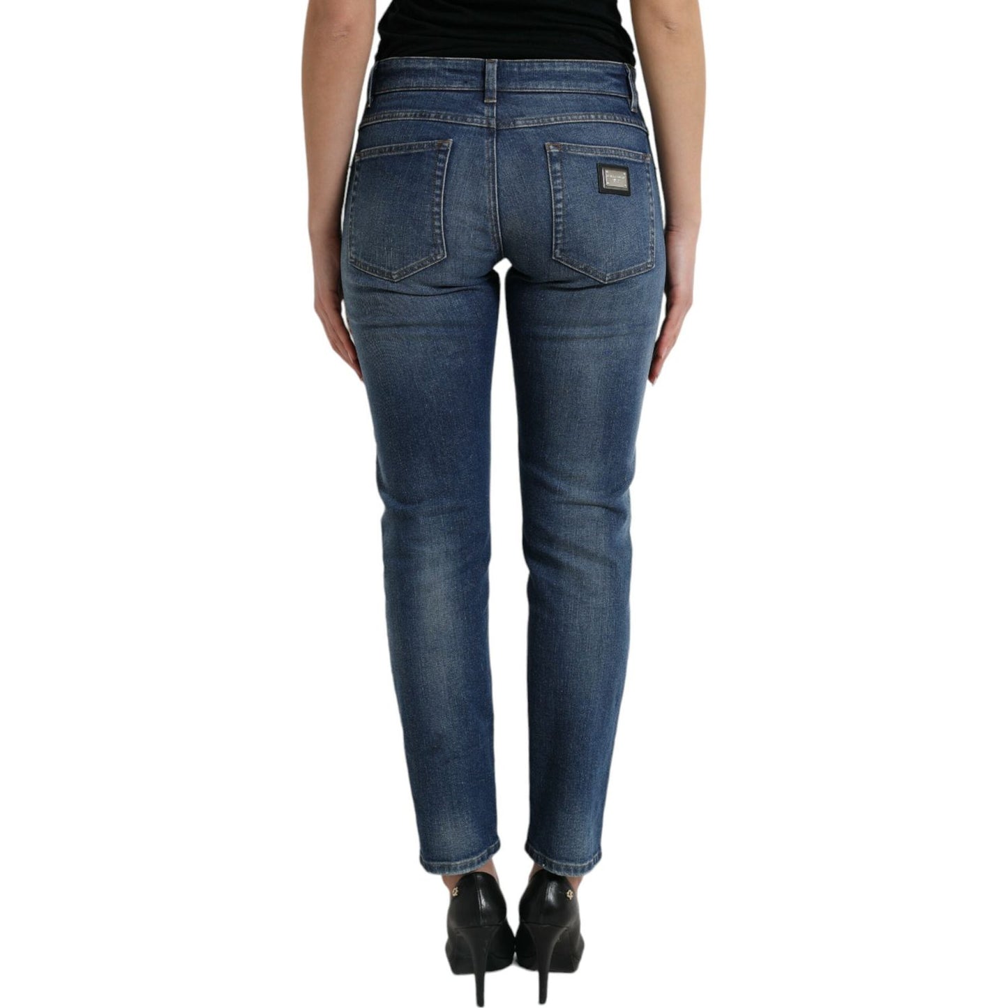 Dolce & Gabbana Blue BOYFRIEND Mid Waist Cotton Denim Jeans PAN75007-40