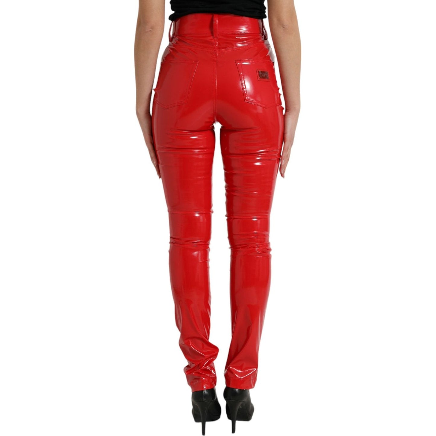 Dolce & Gabbana Shiny Red High Waist Skinny Pants PAN75012-40