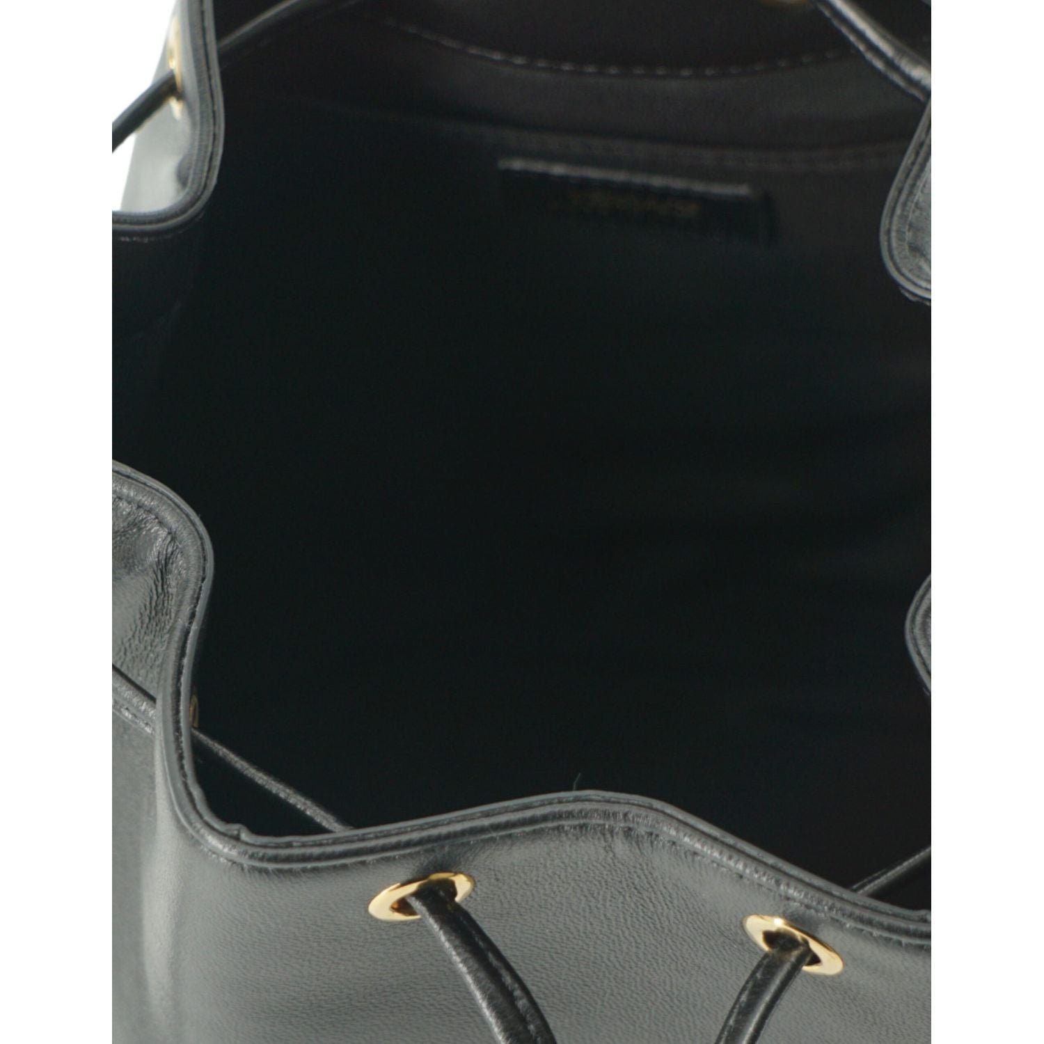 Versace Elegant Black Leather Medusa Bucket Shoulder Bag