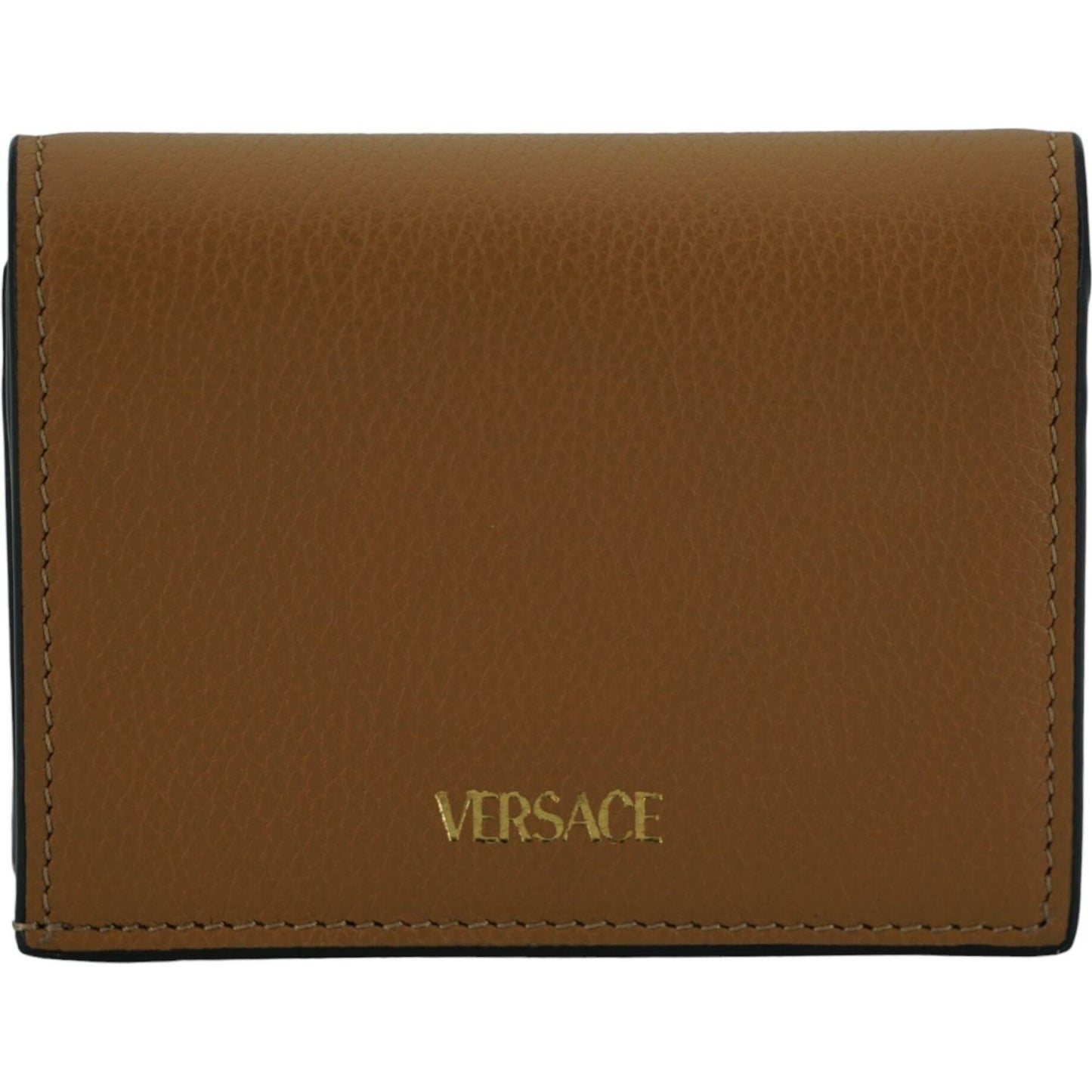 Versace Elegant Compact Leather Wallet in Brown 8054712459283