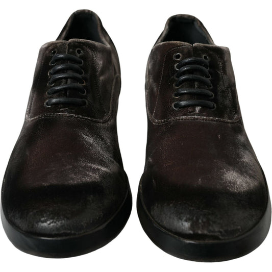 Dolce & Gabbana Brown Velvet Men Lace Up Oxford Dress Shoes MV5328-41