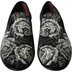 Dolce & Gabbana Black Floral Slippers Men Loafers Dress Shoes MV5374-39