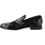 Dolce & Gabbana Black Floral Slippers Men Loafers Dress Shoes MV5374-39