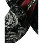 Dolce & Gabbana Black Floral Slippers Men Loafers Dress Shoes MV5374-39