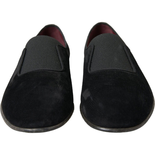 Dolce & Gabbana Black RUNWAY Velour AMALFI Loafers Shoes MV5402-41
