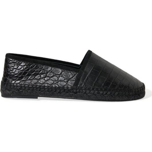 Dolce & Gabbana Black Exotic Leather Espadrilles Slip On Shoes MV5404-43