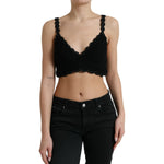 Dolce & Gabbana Black Cotton Bustier Cropped Crochet Tank Top TSH7860-46