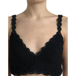Dolce & Gabbana Black Cotton Bustier Cropped Crochet Tank Top TSH7860-46