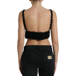 Dolce & Gabbana Black Cotton Bustier Cropped Crochet Tank Top TSH7860-46