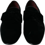 Dolce & Gabbana Black Velvet Loafers Formal Dress Shoes MV5422-40