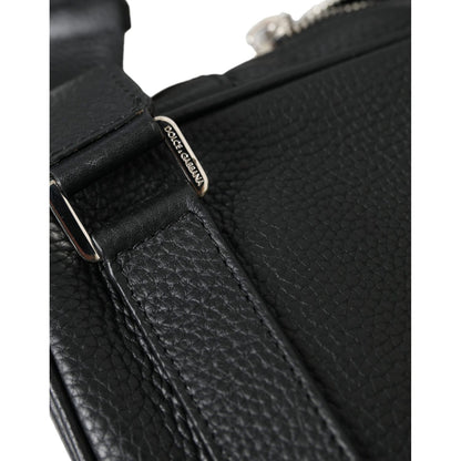 Dolce & Gabbana Black Calfskin Leather Logo Palermo Backpack Bag