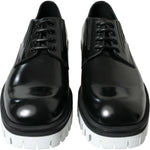 Dolce & Gabbana Black White Leather Lace Up Derby Dress Shoes MV5438-41
