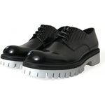 Dolce & Gabbana Black White Leather Lace Up Derby Dress Shoes MV5438-41