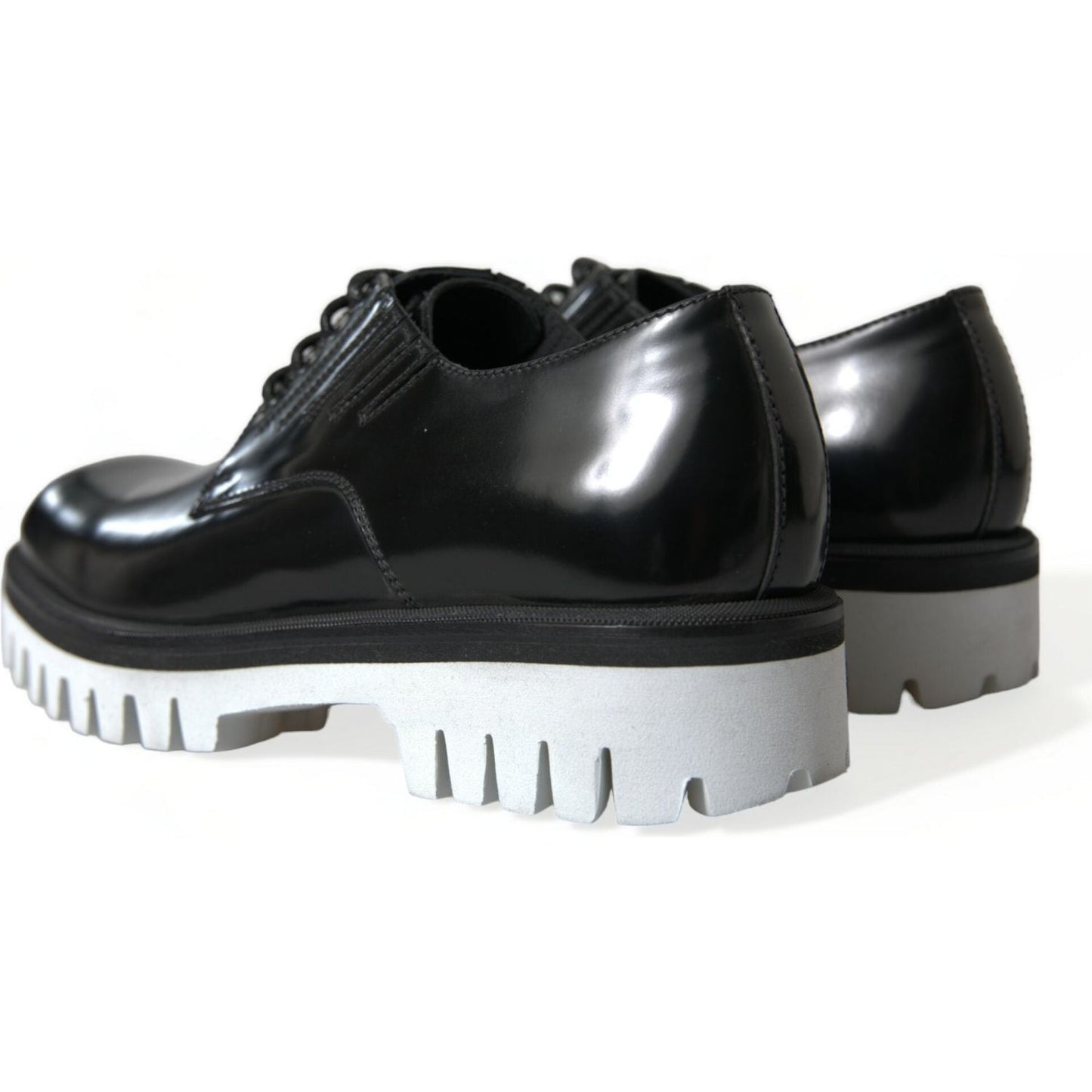 Dolce & Gabbana Black White Leather Lace Up Derby Dress Shoes MV5438-41