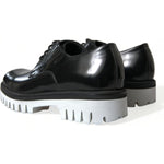 Dolce & Gabbana Black White Leather Lace Up Derby Dress Shoes MV5438-41