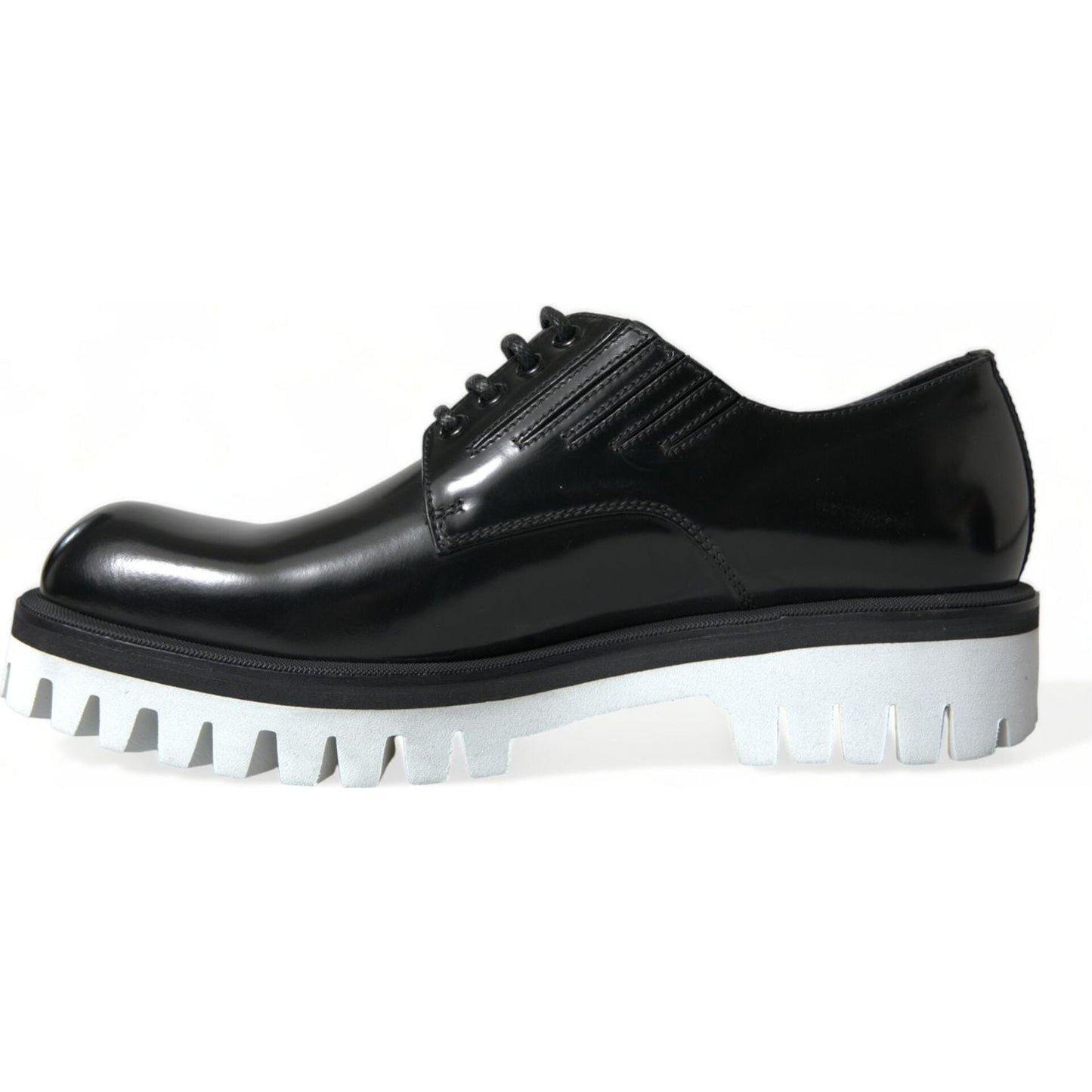 Dolce & Gabbana Black White Leather Lace Up Derby Dress Shoes MV5438-41
