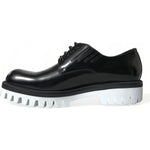 Dolce & Gabbana Black White Leather Lace Up Derby Dress Shoes MV5438-41