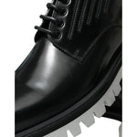Dolce & Gabbana Black White Leather Lace Up Derby Dress Shoes MV5438-41