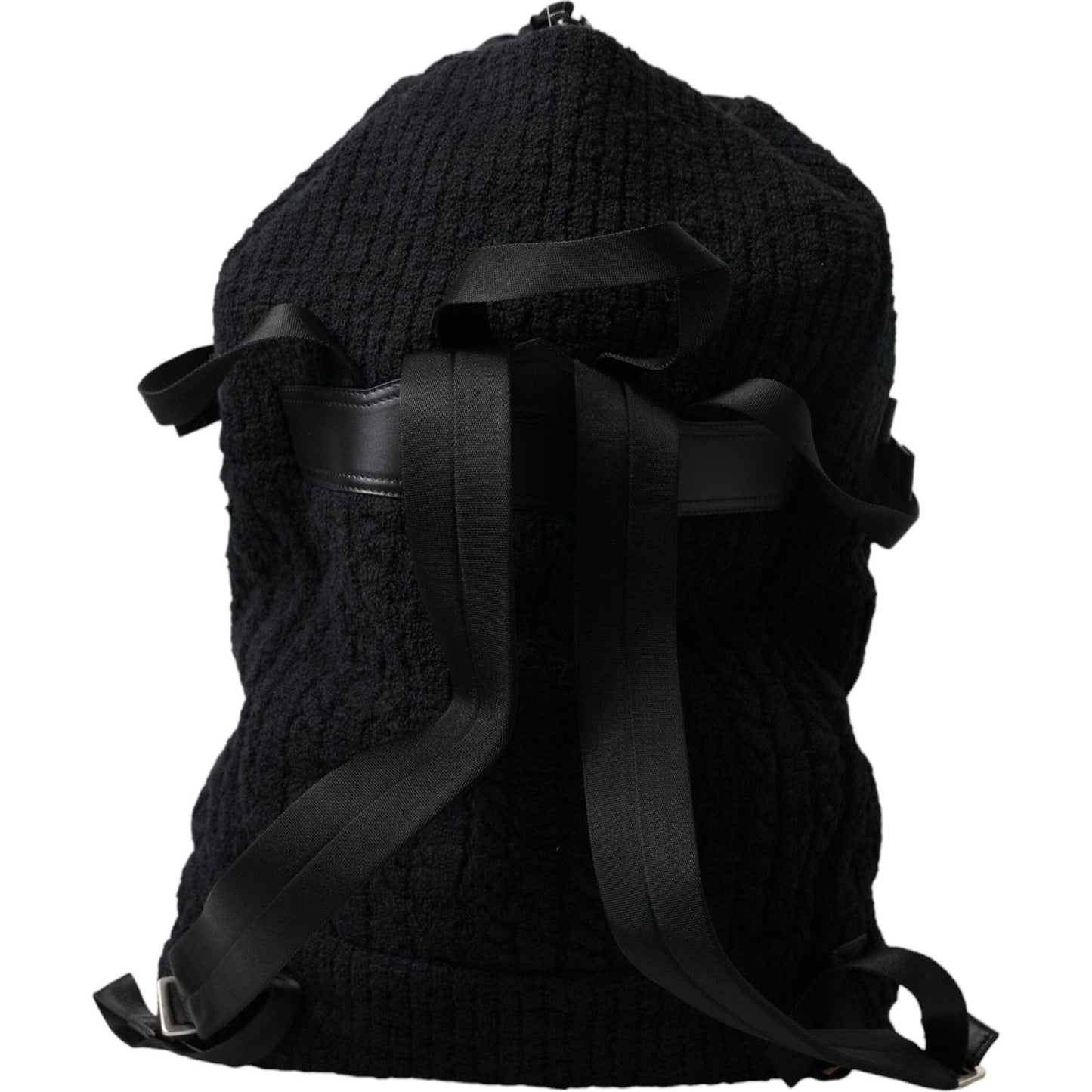 Dolce & Gabbana Black Silver Wool Zaino Tricot Backpack Men Bag BAG1157