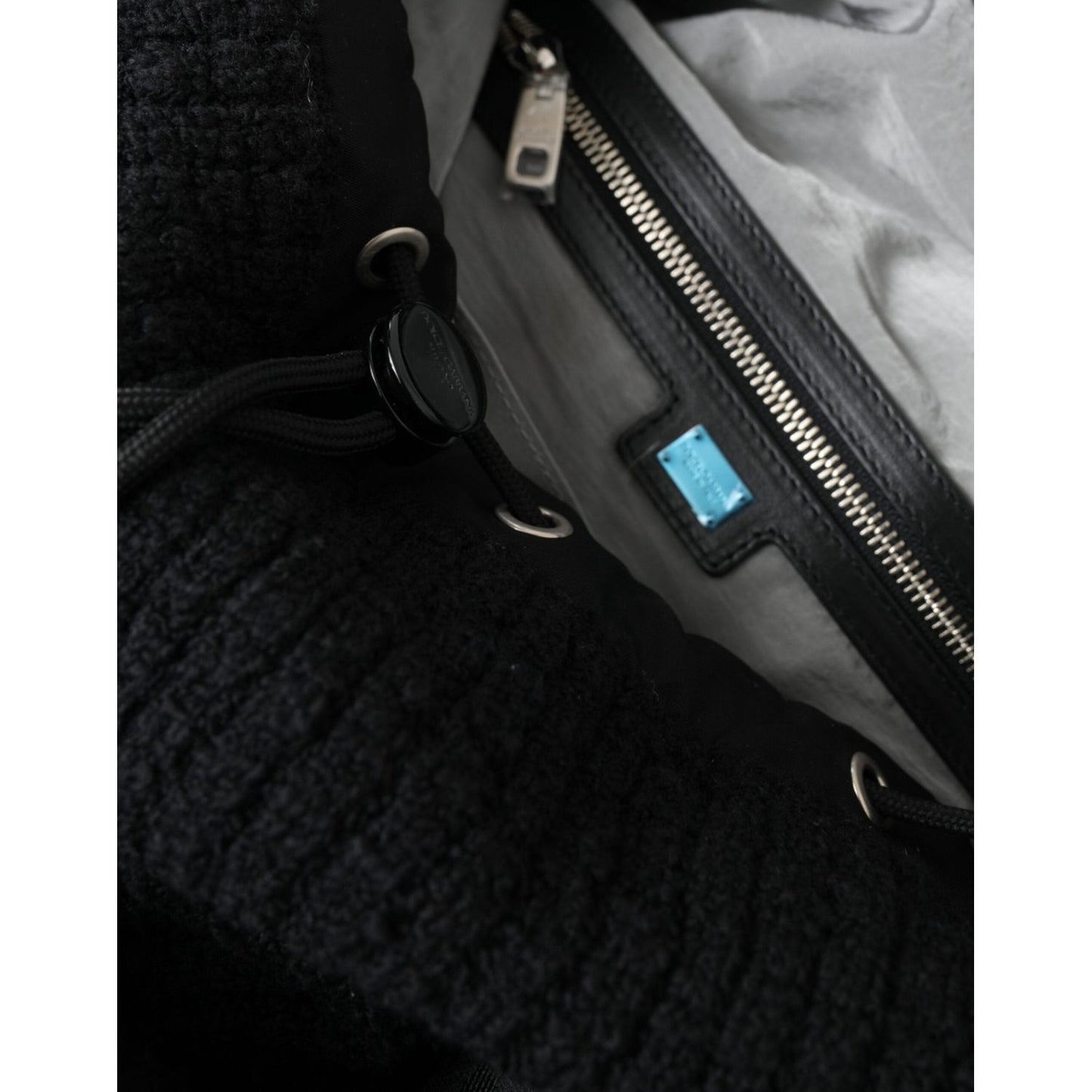Dolce & Gabbana Black Silver Wool Zaino Tricot Backpack Men Bag BAG1157