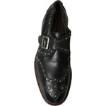 Dolce & Gabbana Black Leather Monk Strap Studded Dress Shoes MV5569-44
