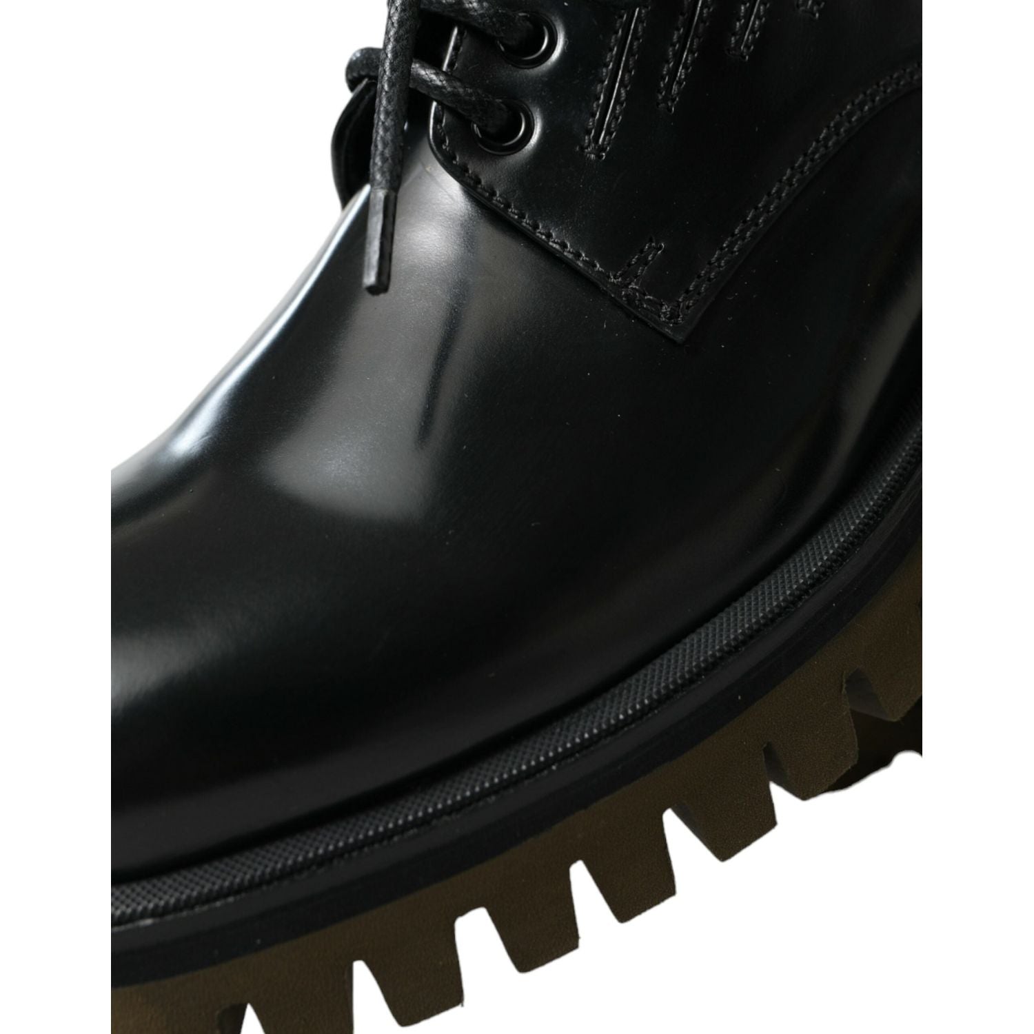 Dolce & Gabbana Black Leather Lace Up Derby Men Dress Shoes
