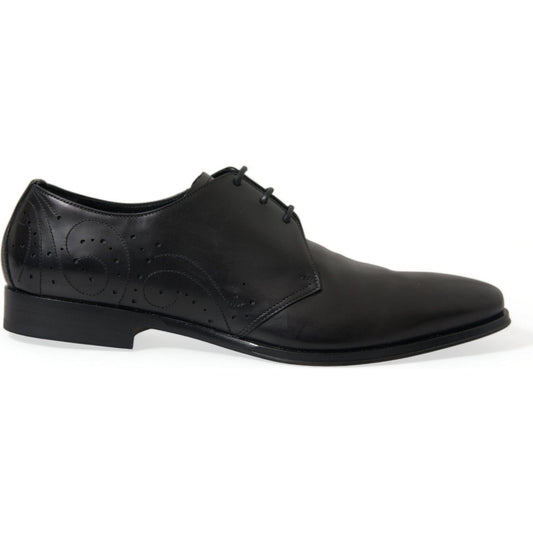 Dolce & Gabbana Black Leather Lace Up Formal Derby Dress Shoes MV5564-43