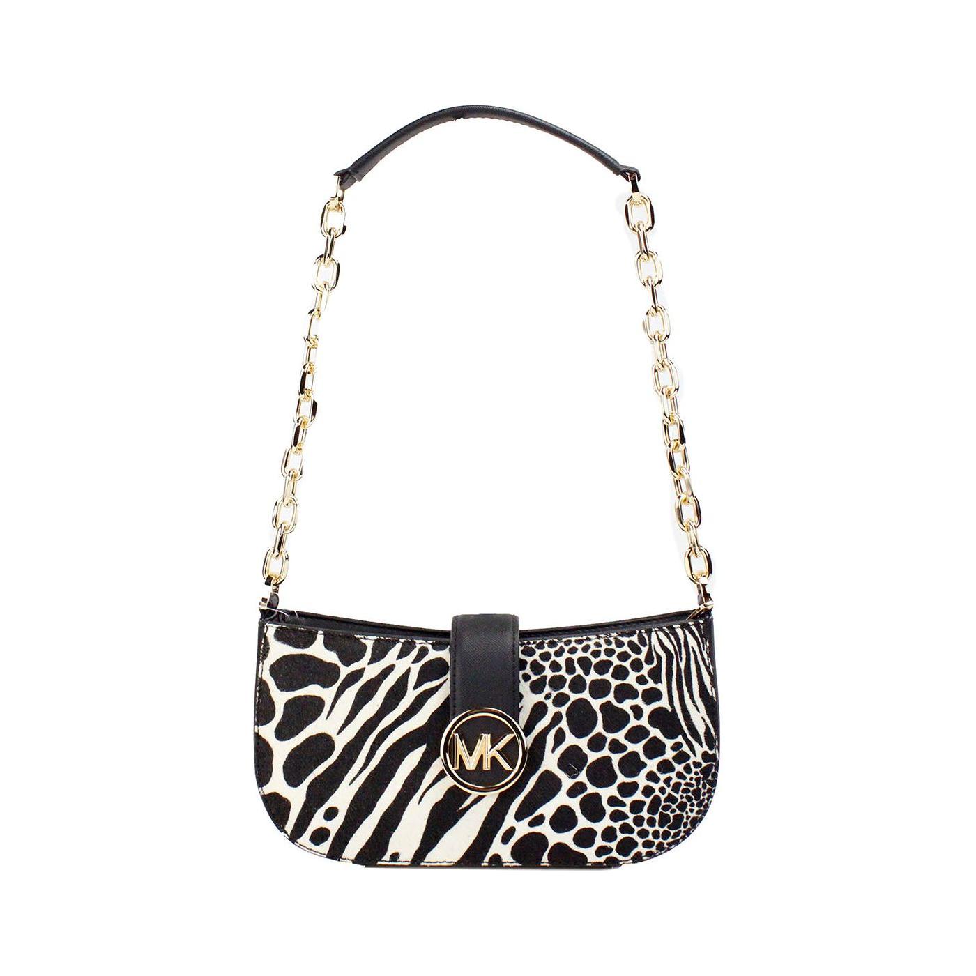Michael Kors Carmen Small Black Haircalf Pouchette Shoulder Crossbody Bag 72737