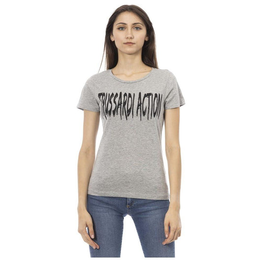 Trussardi Action Gray Cotton Women T-Shirt TR-24165-XS