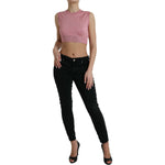 Dolce & Gabbana Pink Crew Neck Cropped Sleeveless Tank Top TSH84520-48