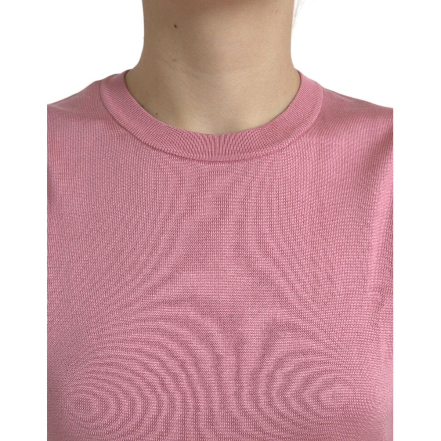 Dolce & Gabbana Pink Crew Neck Cropped Sleeveless Tank Top TSH84520-48