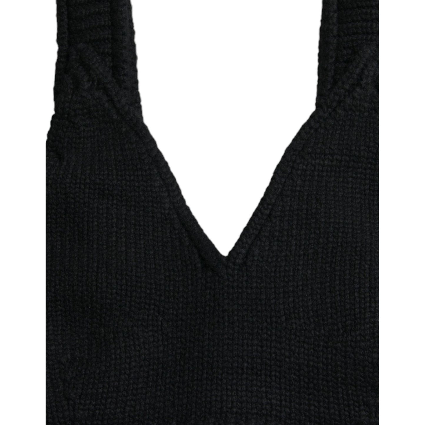 Dolce & Gabbana Black Cropped Cashmere V-neck Bustier Top TSH84537-44