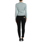 Dolce & Gabbana Light Blue Silk Crew Neck Cardigan Sweater TSH84538-44