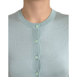 Dolce & Gabbana Light Blue Silk Crew Neck Cardigan Sweater TSH84538-44