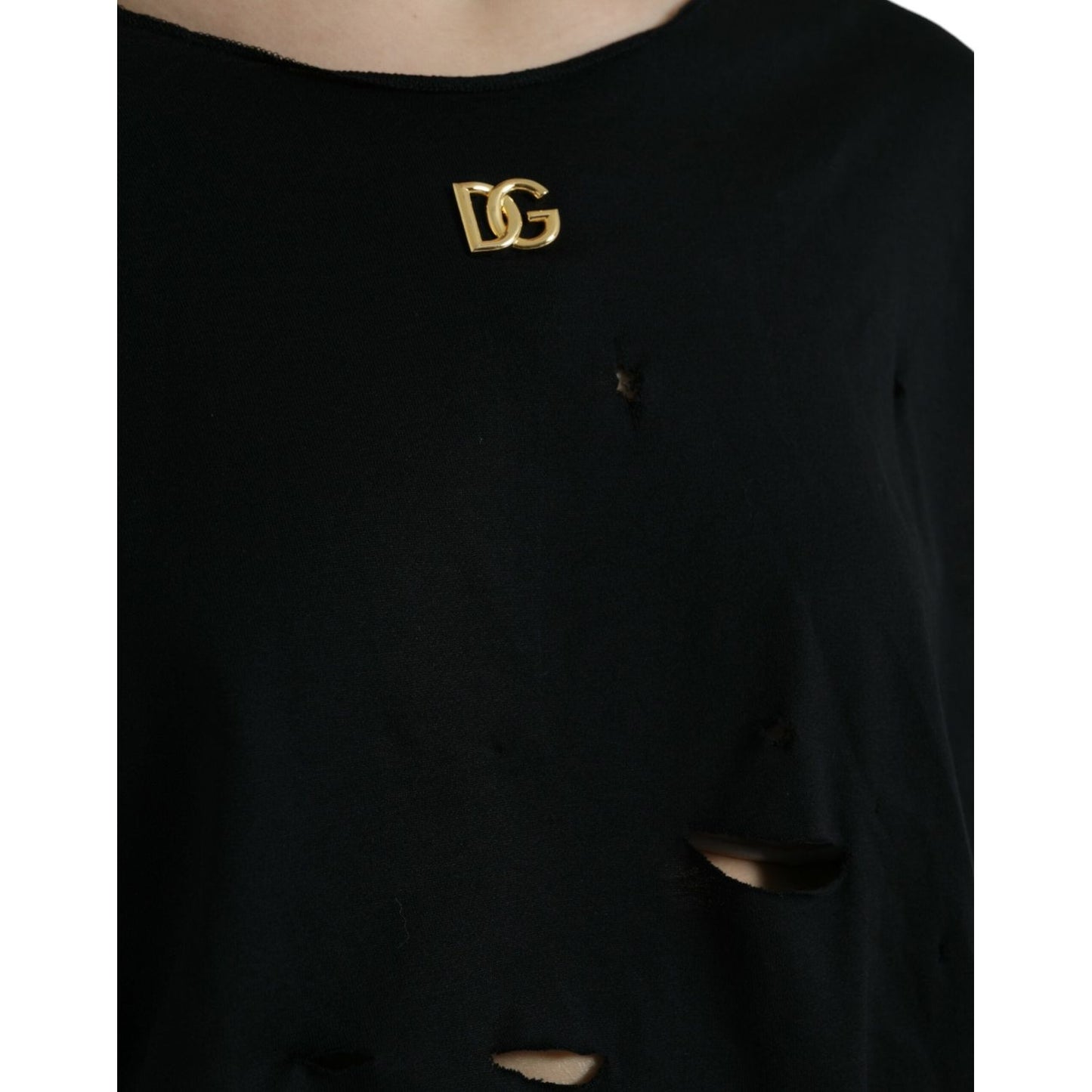 Dolce & Gabbana Black Cotton Lace Up Logo Round Neck Tank Top TSH84683-42
