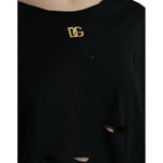 Dolce & Gabbana Black Cotton Lace Up Logo Round Neck Tank Top TSH84683-42