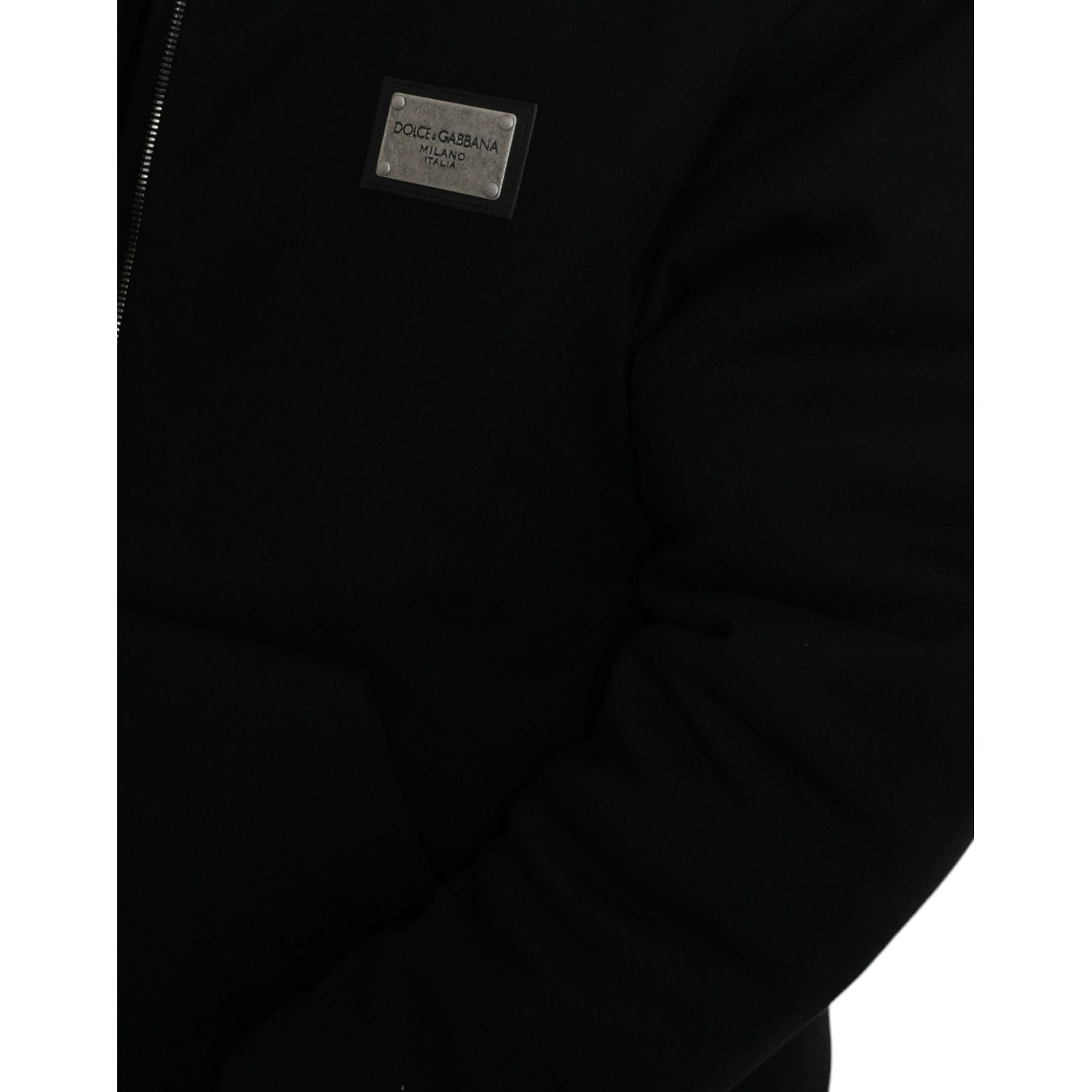 Dolce & Gabbana Black Cotton Hooded Logo Bomber Jacket