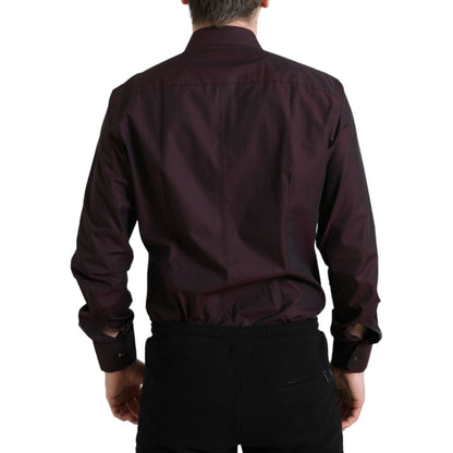 Dolce & Gabbana Maroon Jacquard Formal Dress MARTINI Shirt
