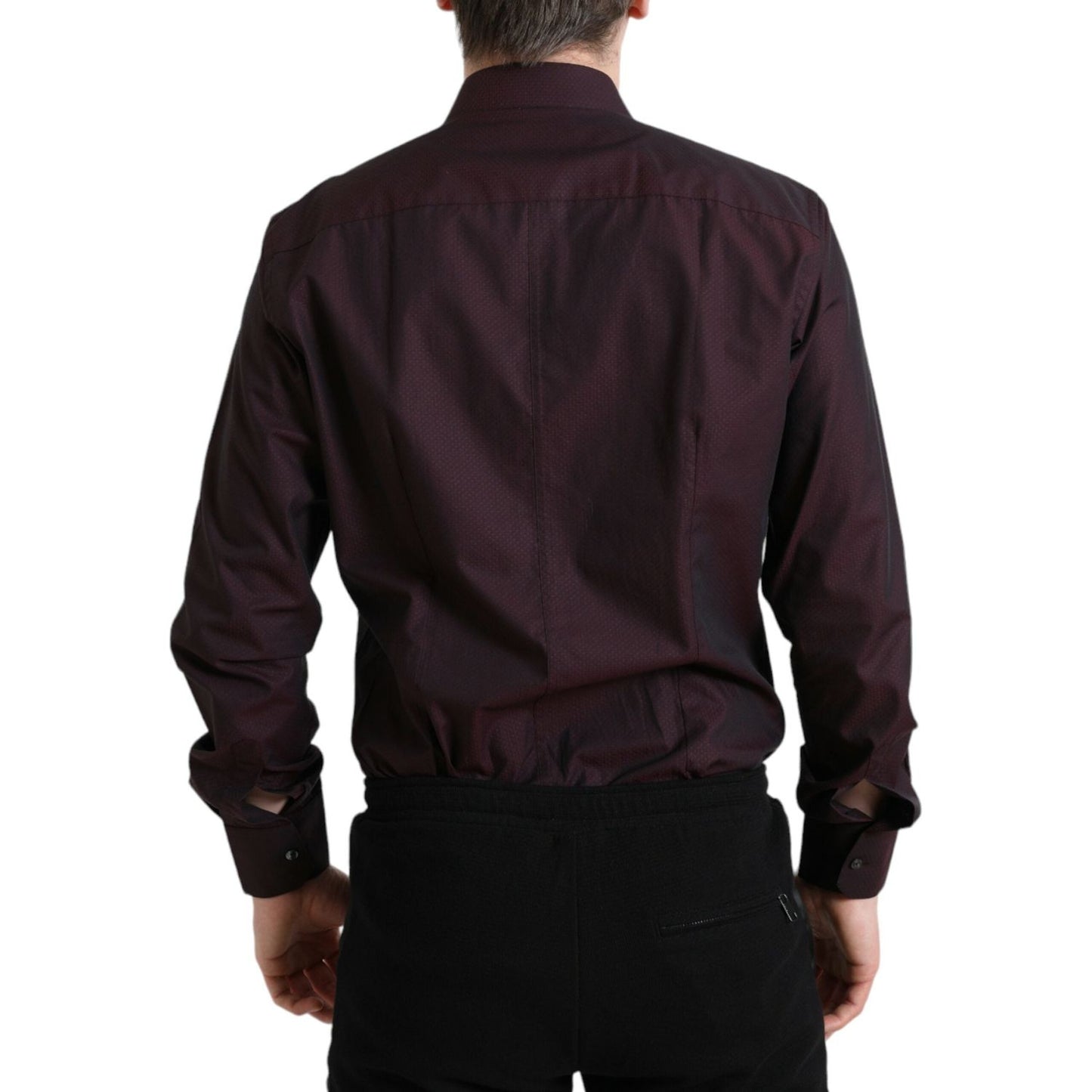 Dolce & Gabbana Maroon Jacquard Formal Dress MARTINI Shirt TSH84549-42