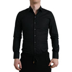 Dolce & Gabbana Black Cotton Stretch Slim Formal Dress Shirt TSH84688-38
