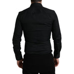 Dolce & Gabbana Black Cotton Stretch Slim Formal Dress Shirt TSH84688-38