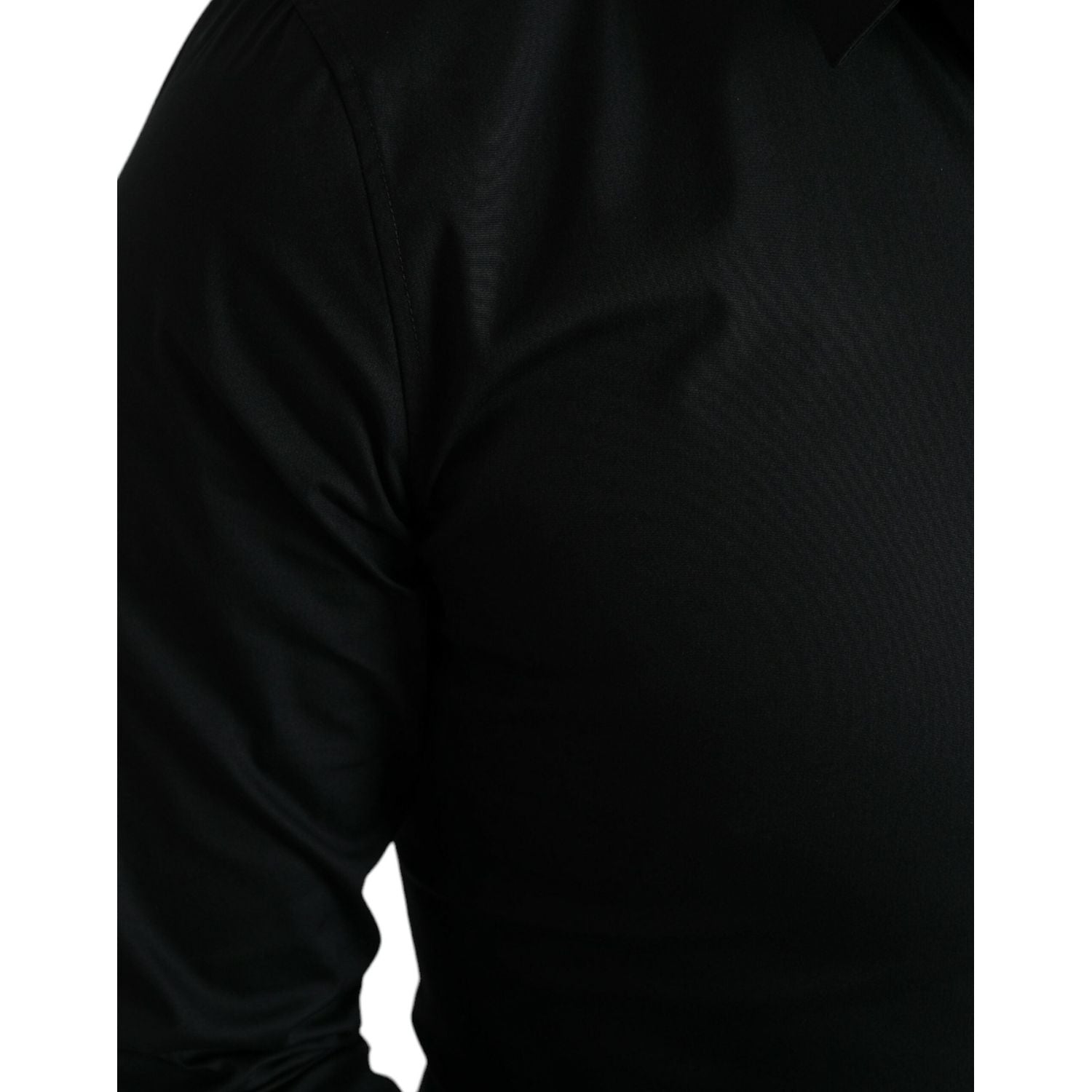 Dolce & Gabbana Black Cotton Stretch Slim Formal Dress Shirt