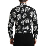 Dolce & Gabbana Black Leaf Cotton Men Formal GOLD Dress Shirt TSH84699-39