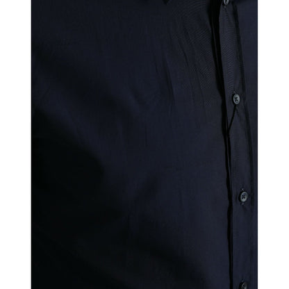 Dolce & Gabbana Navy Blue Slim Fit Formal GOLD Dress Shirt